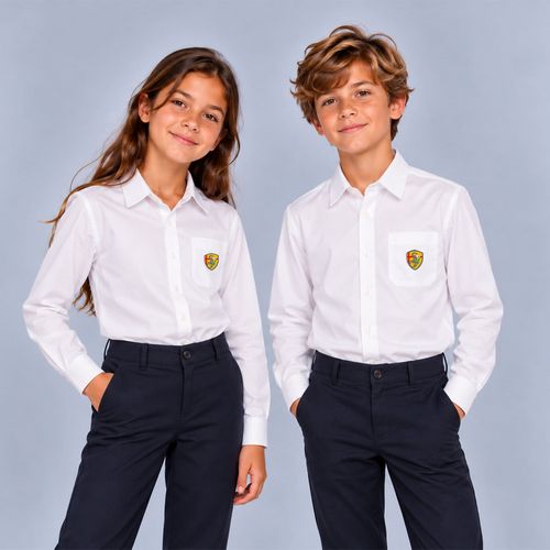 CHEMISE MANCHES LONGUES  BLANCHE 6-8 ANS