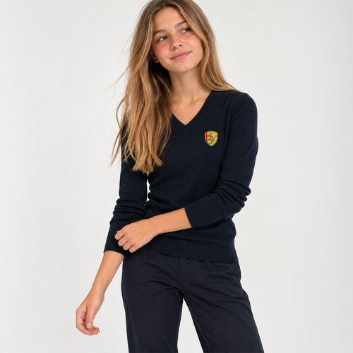 PULL COL V FILLE MARINE TAILLE S