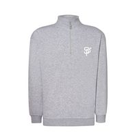 SWEAT COL ZIP UNISEXE GRIS TAILLE S