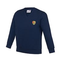 SWEAT COTON COL V ENFANT MARINE 3-4 ANS