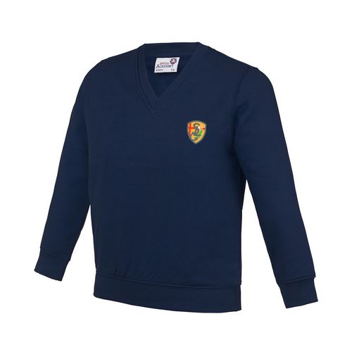 SWEAT COTON COL V ENFANT MARINE 3-4 ANS