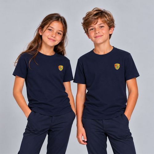 T SHIRT MANCHES COURTES BRODE MARINE 3-4 ANS