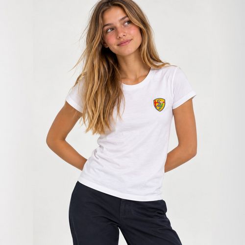T SHIRT MANCHES COURTES FILLE BRODE BLANC S
