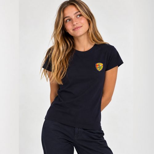 T SHIRT MANCHES COURTES FILLE BRODE MARINE S