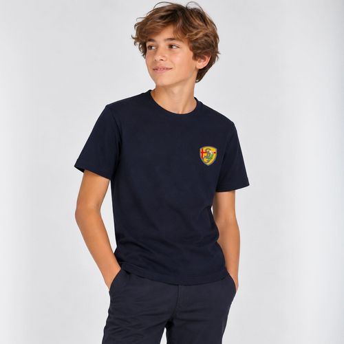 T SHIRT MANCHES COURTES GARCON BRODE MARINE XS 