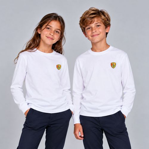 T SHIRT MANCHES LONGUES BRODE COEUR BLANC 3-4 ANS