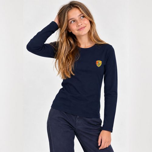 T SHIRT MANCHES LONGUES FILLE BRODE MARINE S