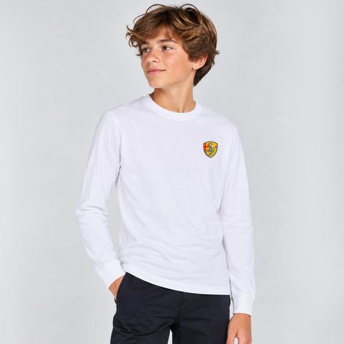 T SHIRT MANCHES LONGUES GARCON BRODE BLANC XS 