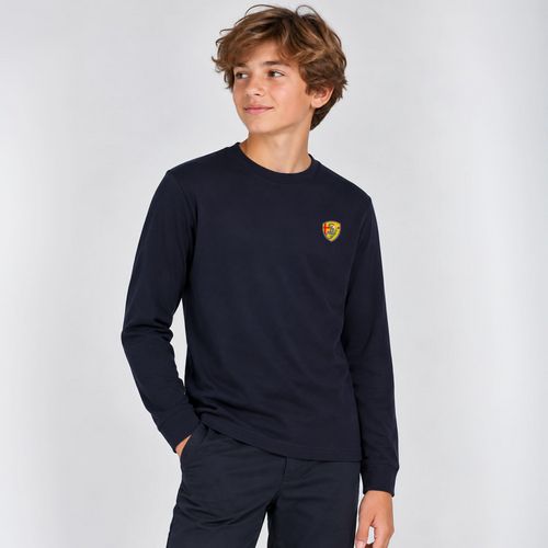 T SHIRT MANCHES LONGUES GARCON BRODE MARINE XS 