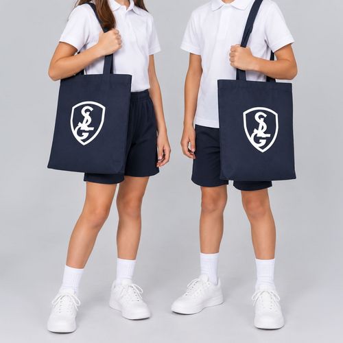 TOTE BAG CLASSIQUE MARINE LOGO BLANC 